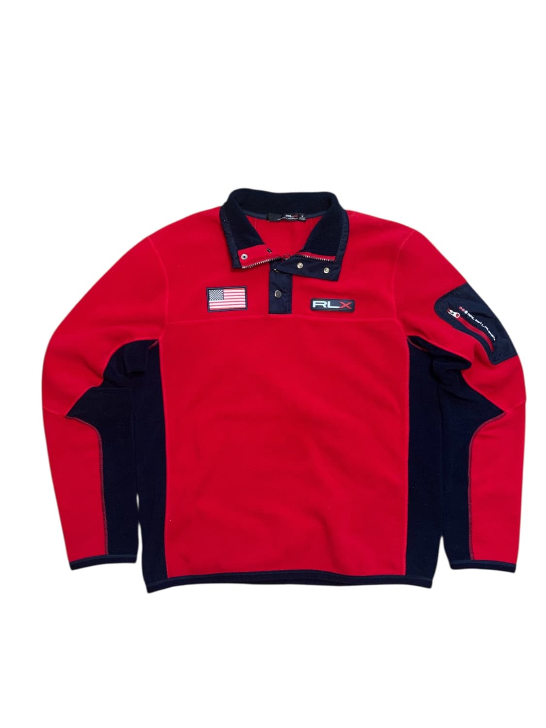 폴로 랄프로렌 rlx 반집업 성조기 후리스 스냅티 상품이미지4