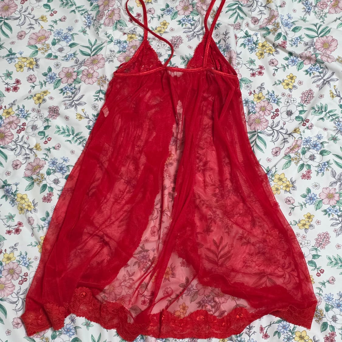 빈티지)레드 슬립 시스루 레이스 섹시 란제리 상품이미지4