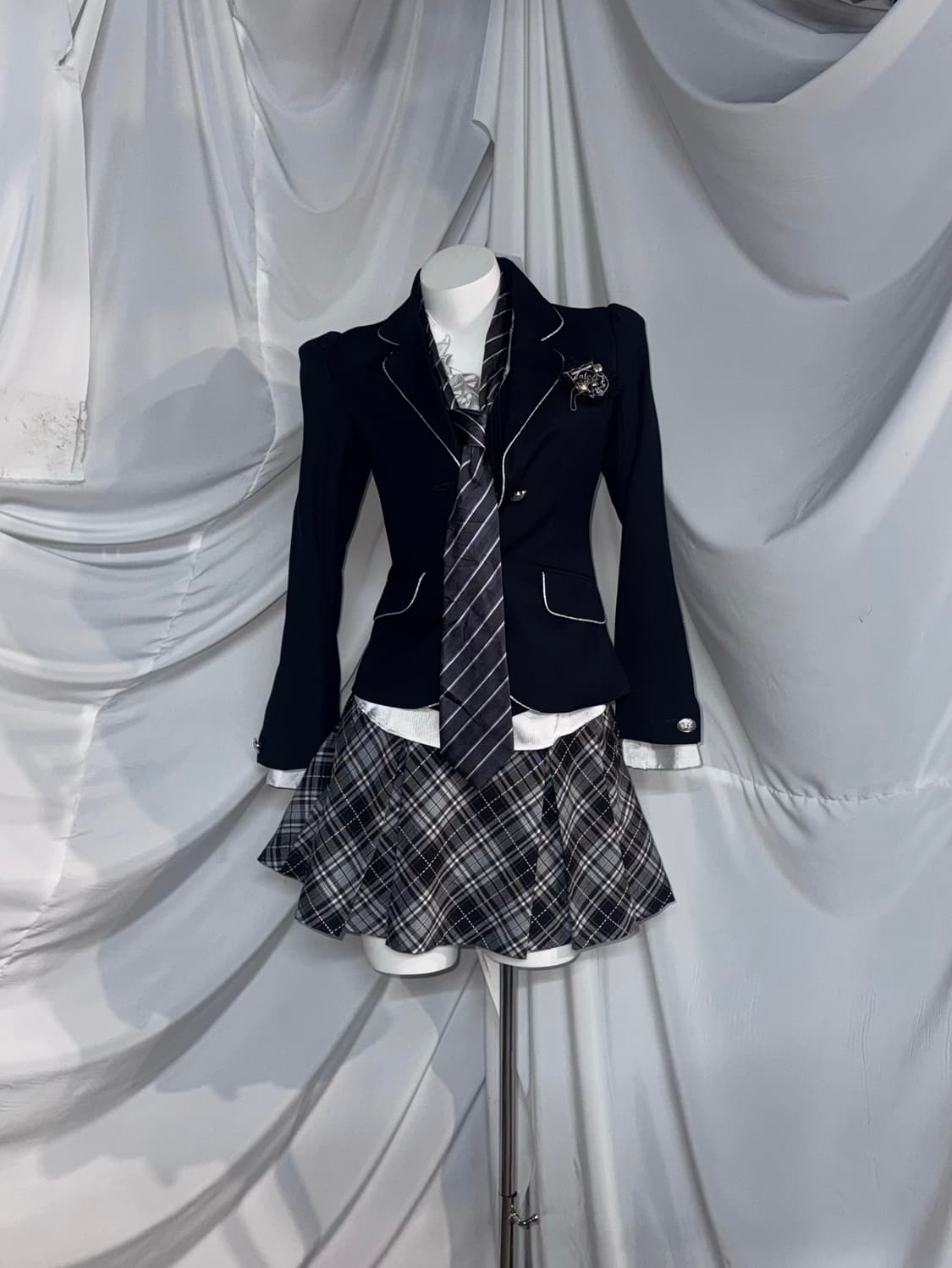 무채색 체크 공겜여주 프레피 코디세트  상품이미지5