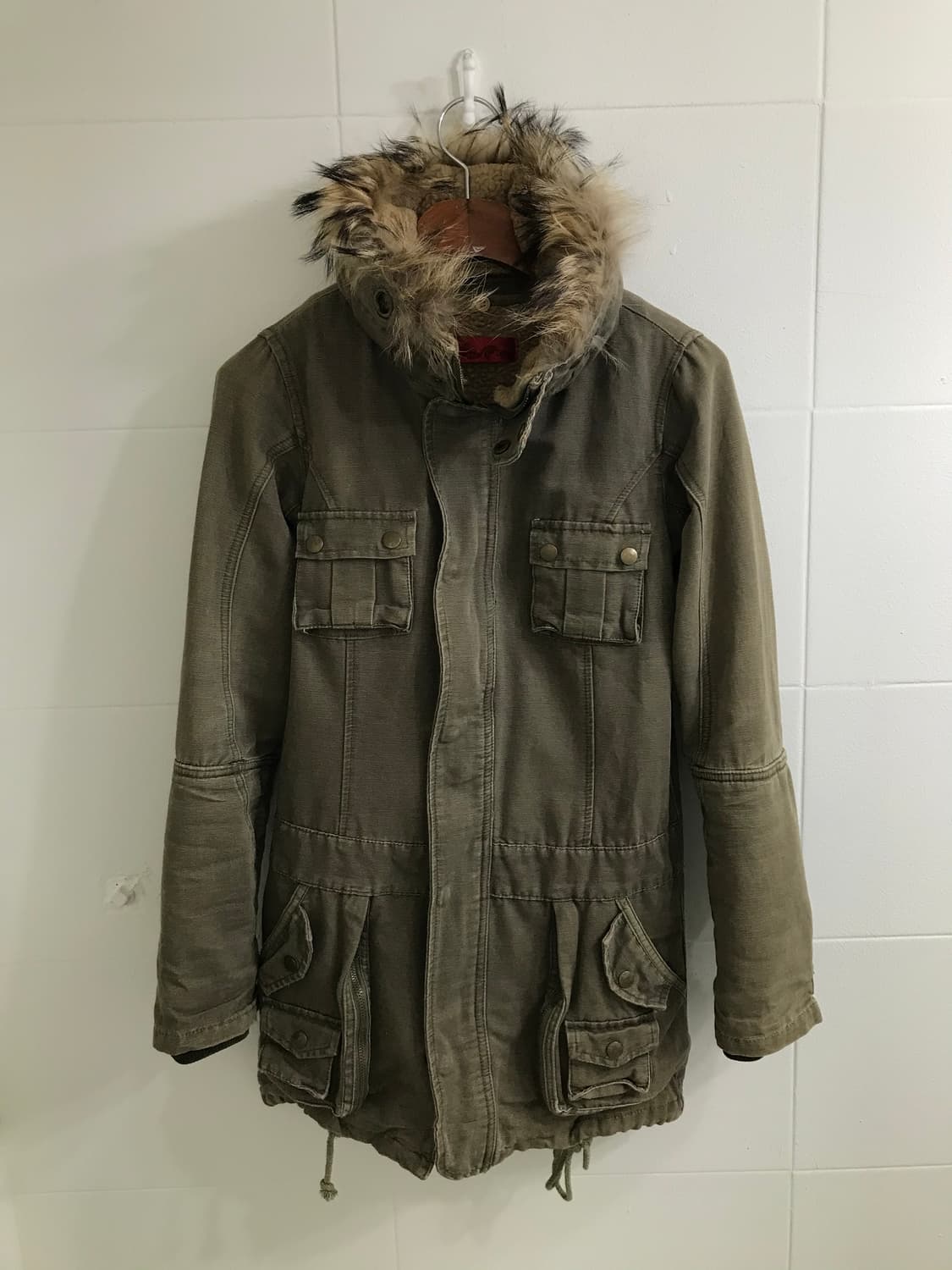 (세트 할인 가능) 빈티지 카키 딱붙 퍼 야상 사파리 자켓 상품이미지4