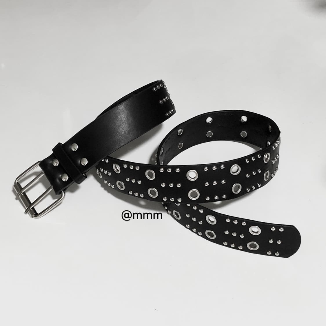 [Unisex] 3스터드 2아일렛 가죽벨트 상품이미지8