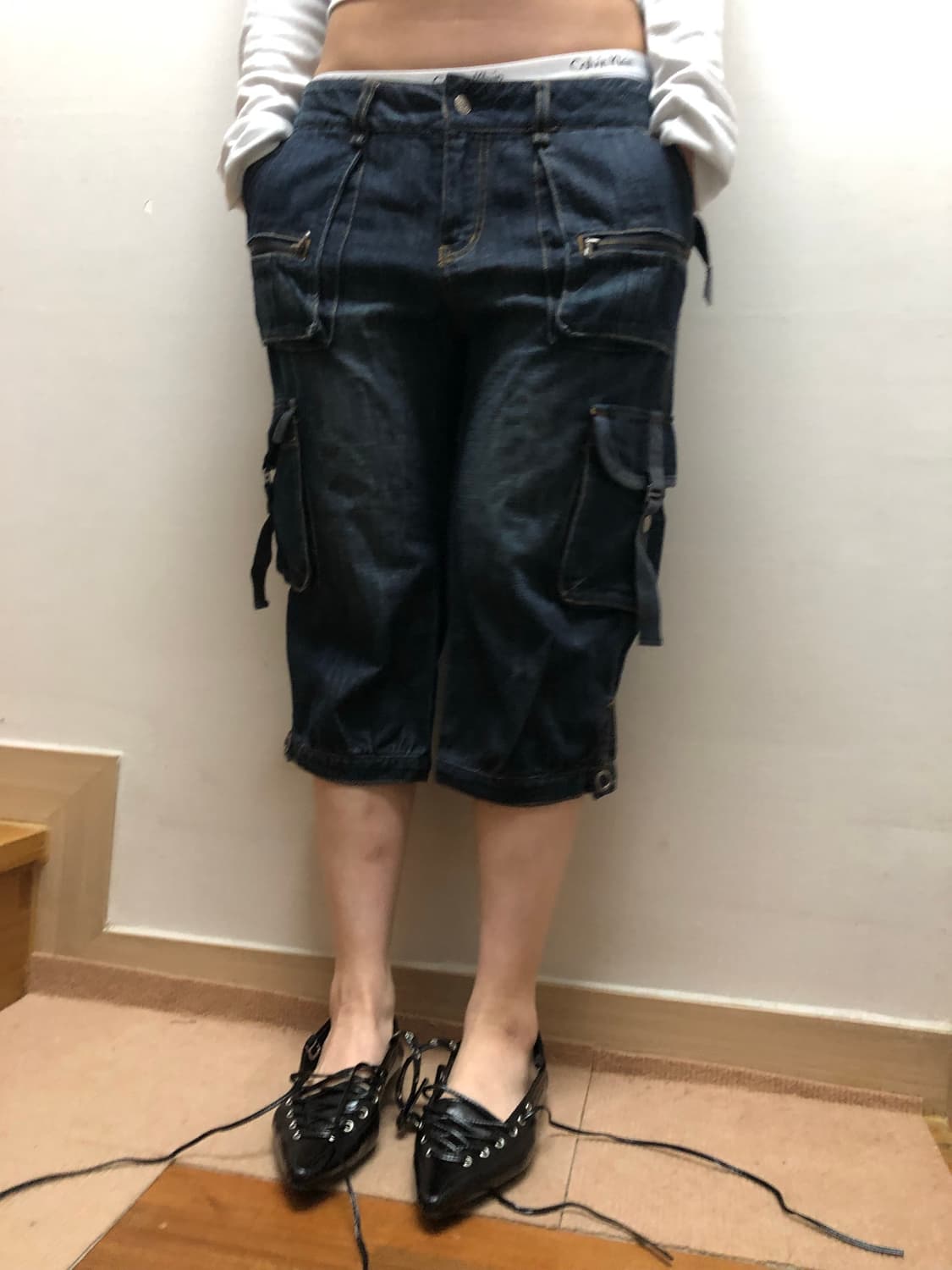 빈티지 데님 워싱 카고 팬츠 상품이미지4