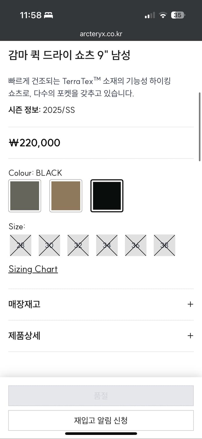 25ss 아크테릭스 감마 퀵 드라이 쇼츠 상품이미지7