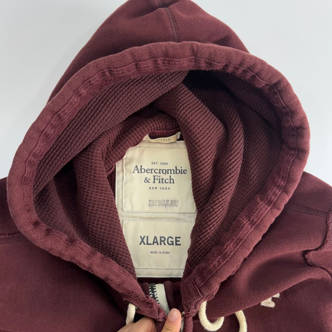 Abercrombie 아베크롬비 사이드 로고 버건디 후드집업  상품이미지6