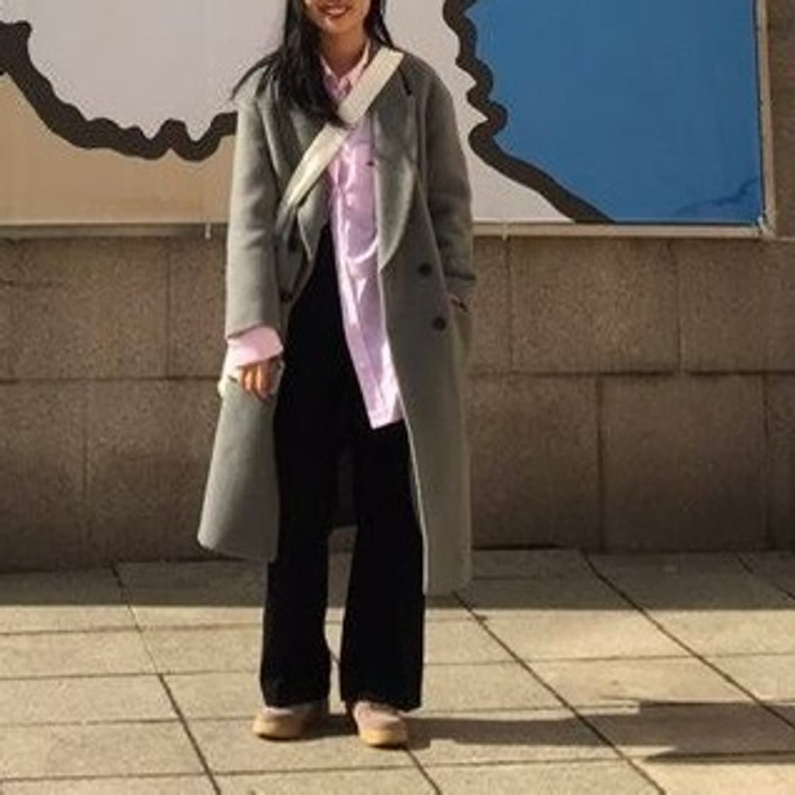 베네통 알파카 그레이 코트 상품이미지6
