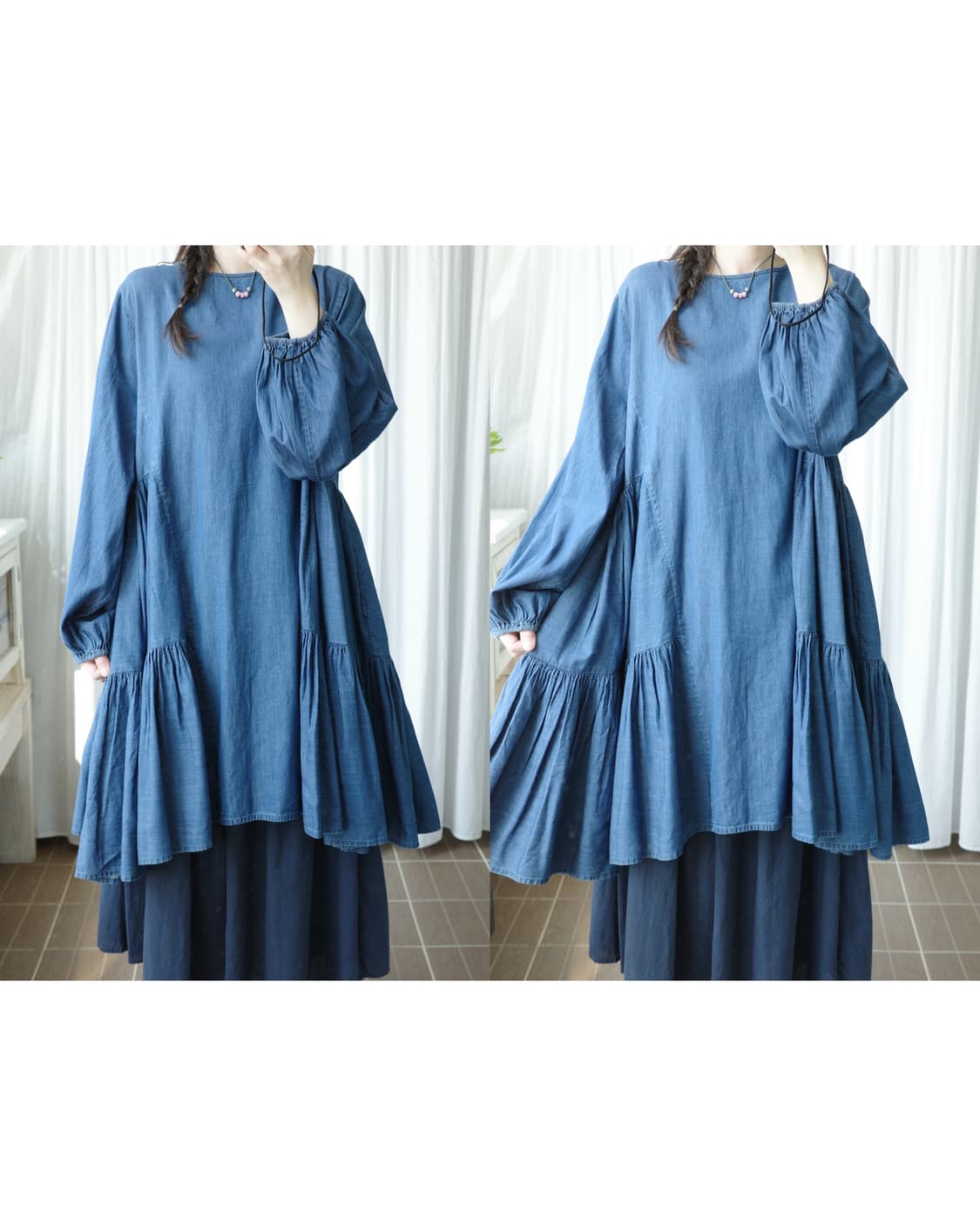 Merlette denim shirring one-piece 상품이미지2