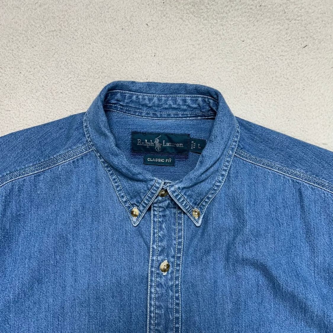 폴로랄프로렌 클래식 핏 레드포니 포켓 데님 반팔 셔츠 L 상품이미지4