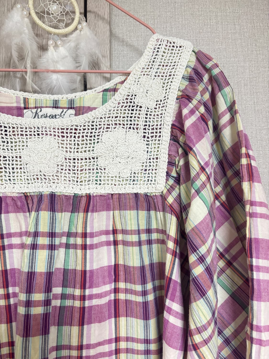 마루 빈티지 모리걸 하구미 체크 블라우스 상품이미지2