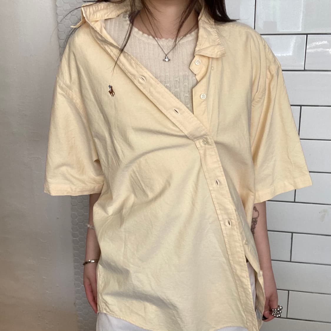 폴로 랄프로렌 클래식 핏 옐로우 반팔 셔츠 상품이미지3