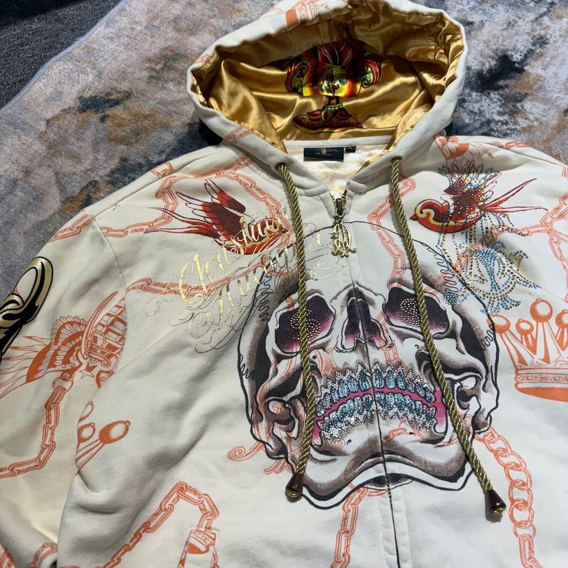 크리스찬 오디저 스컬 큐빅 후드집업 상품이미지5