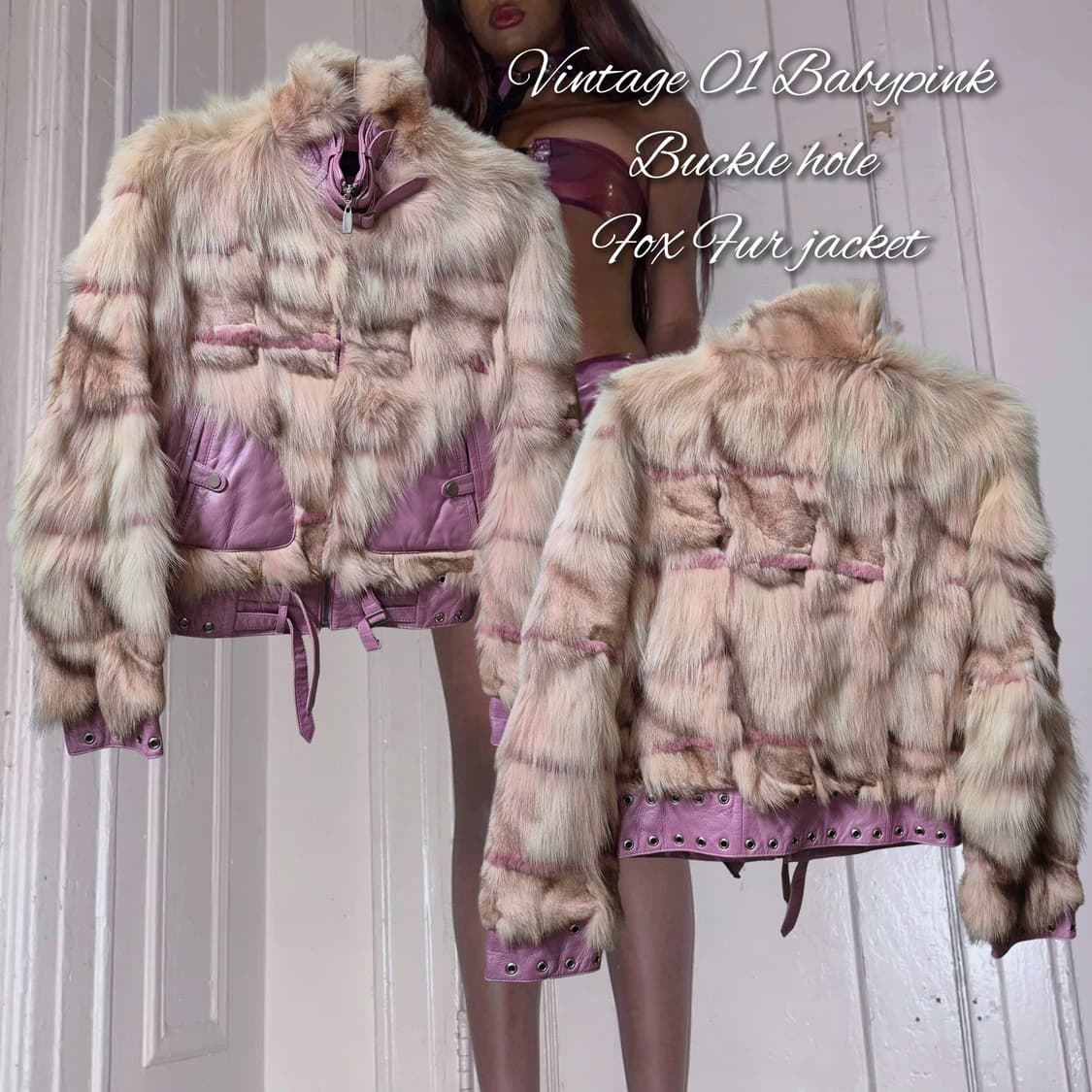 Vintage 01 Babypink Buckle hole Fox Fur 상품이미지1