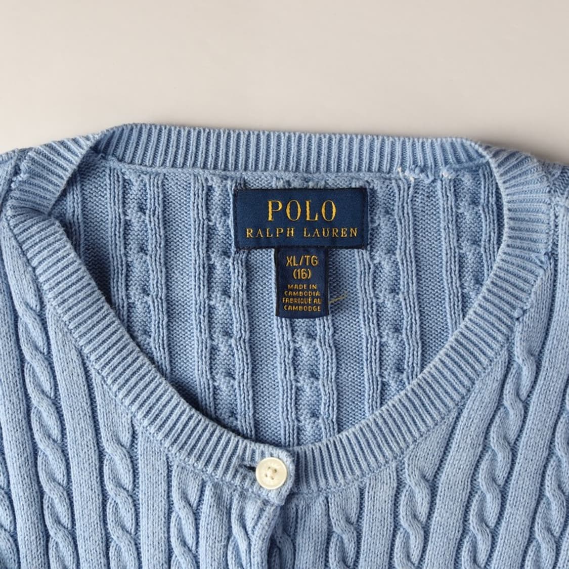 폴로 랄프로렌 스카이블루 꽈배기 가디건 XL 16 상품이미지5
