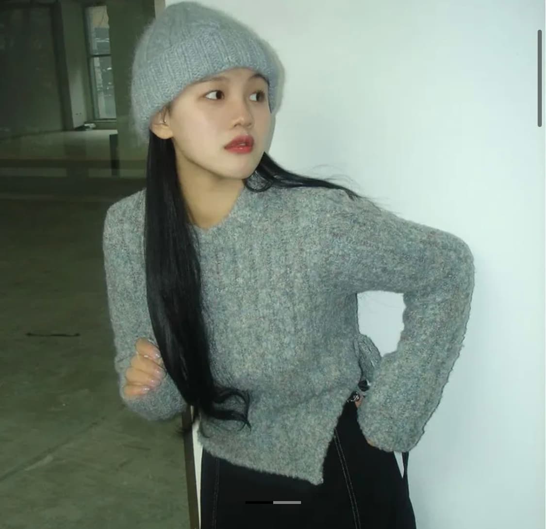 어다울 till diagonal side ribbon knit mint 상품이미지1