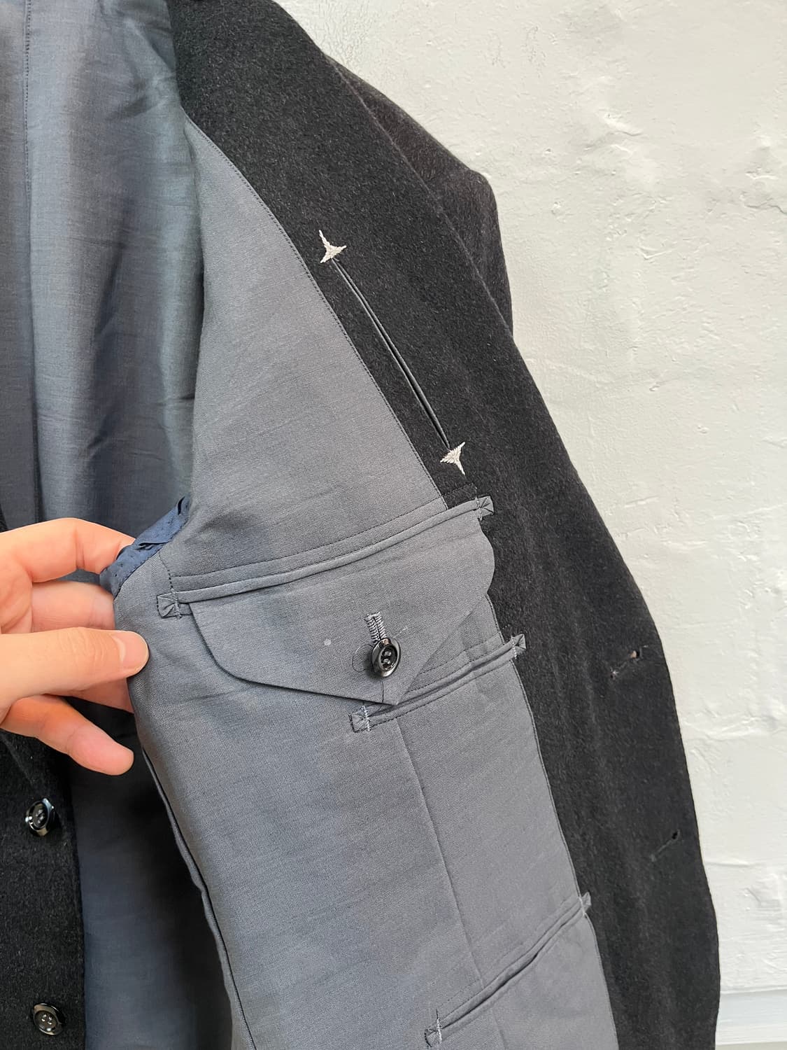 Shinshiya 나고야 차콜 그레이 캐시미어 블레이저 M 상품이미지4