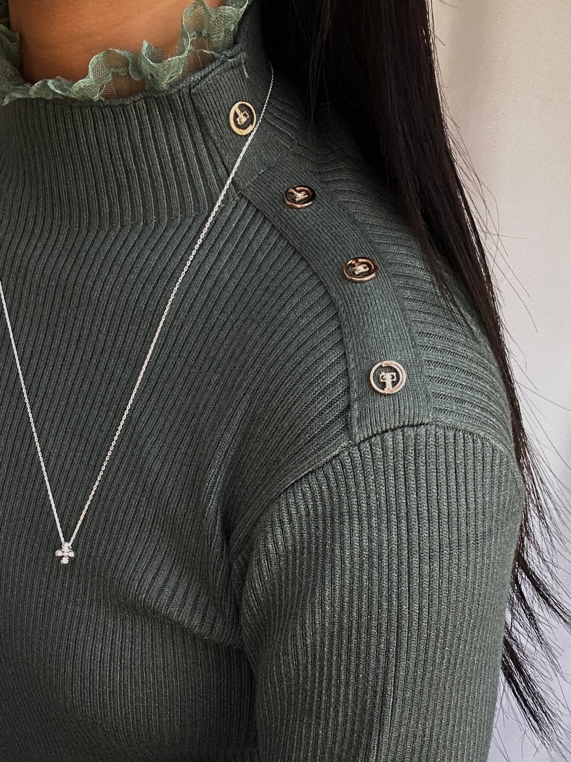 빈티지 레이스 레이어드 목폴라 니트 상품이미지4