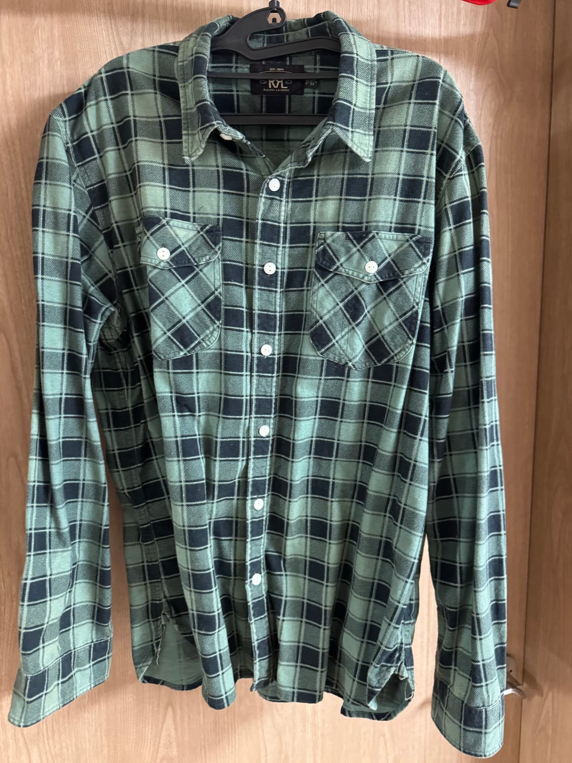 더블알엘(RRL) 그린 플래드 프린트 샤모아 워크셔츠 L사이즈 상품이미지2