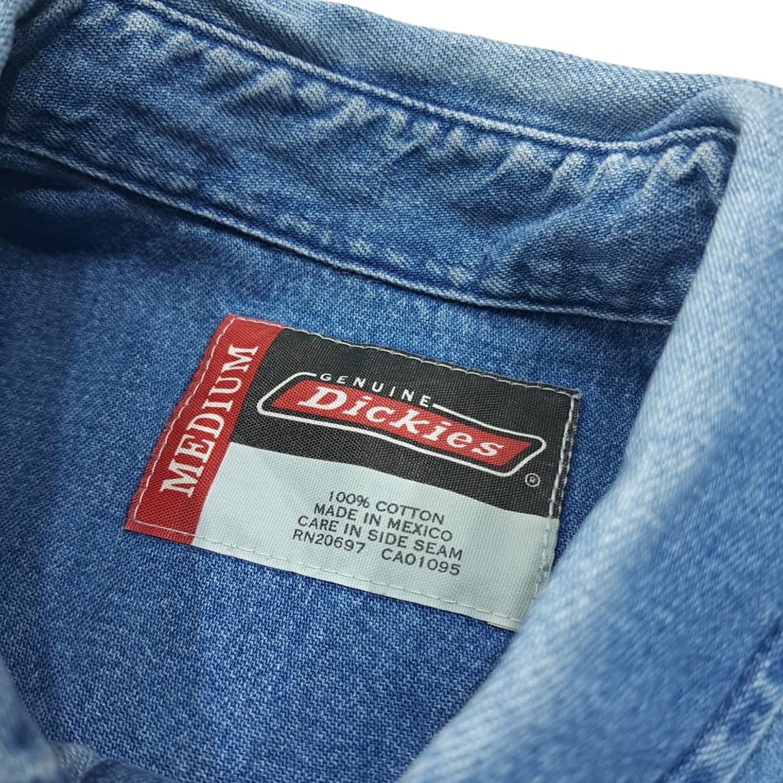 CL511 M 디키즈 90s 멕시코판 코튼 버튼다운 중청 데님셔츠 남방 상품이미지3