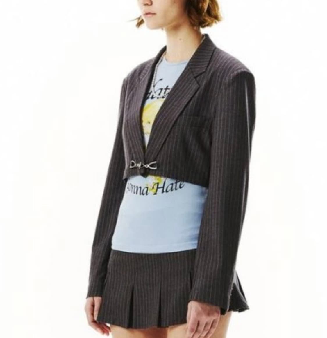 스컬프터 홀스빗 크롭 블레이저 그레이 핀 스트라이프 상품이미지1