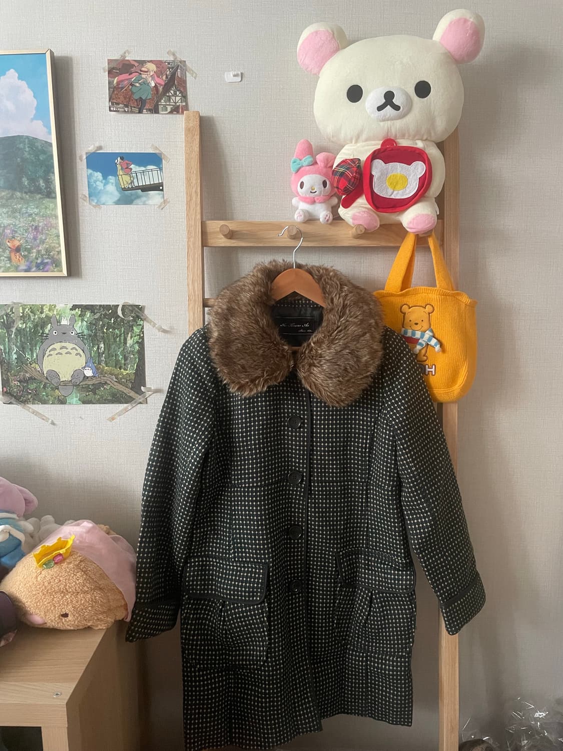 모리걸 빈티지 도트패턴 퍼코트 상품이미지1