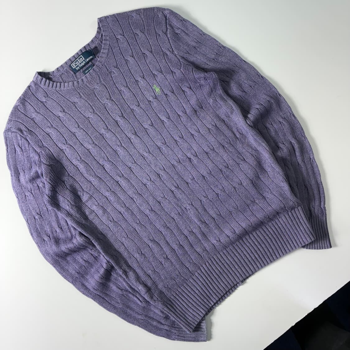 Polo  폴로 랄프로렌 자수 실크 라벤더 꽈배기 니트  상품이미지2
