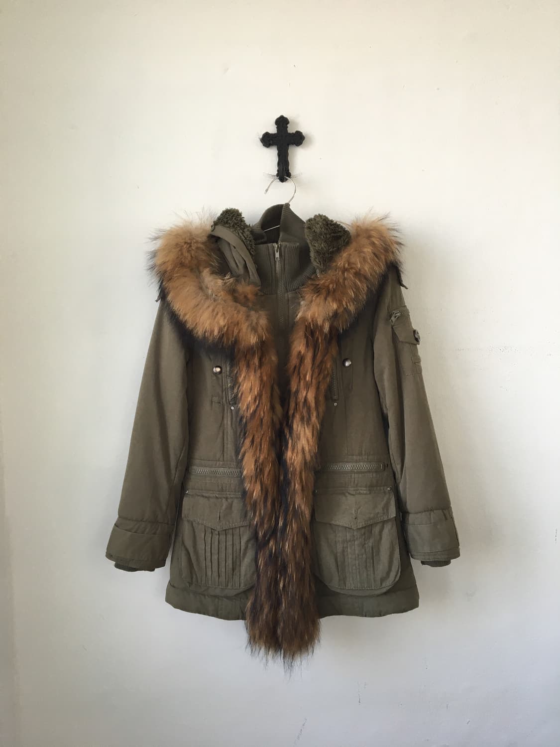 Raccoon fur trimming hood jacket 상품이미지2