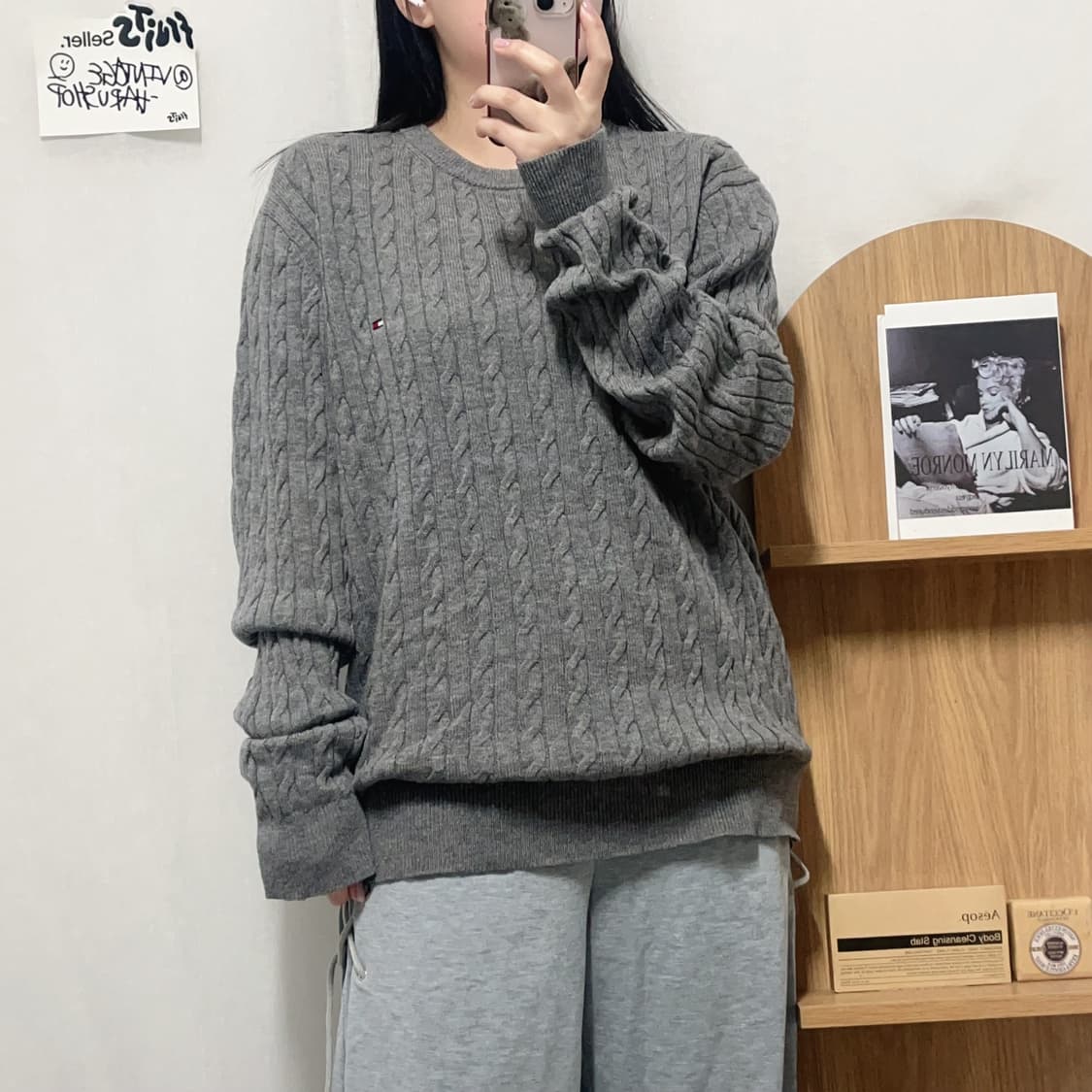 [정품] 타미 그레이 프리미엄 램울 꽈배기 니트 [ XL ] 상품이미지2