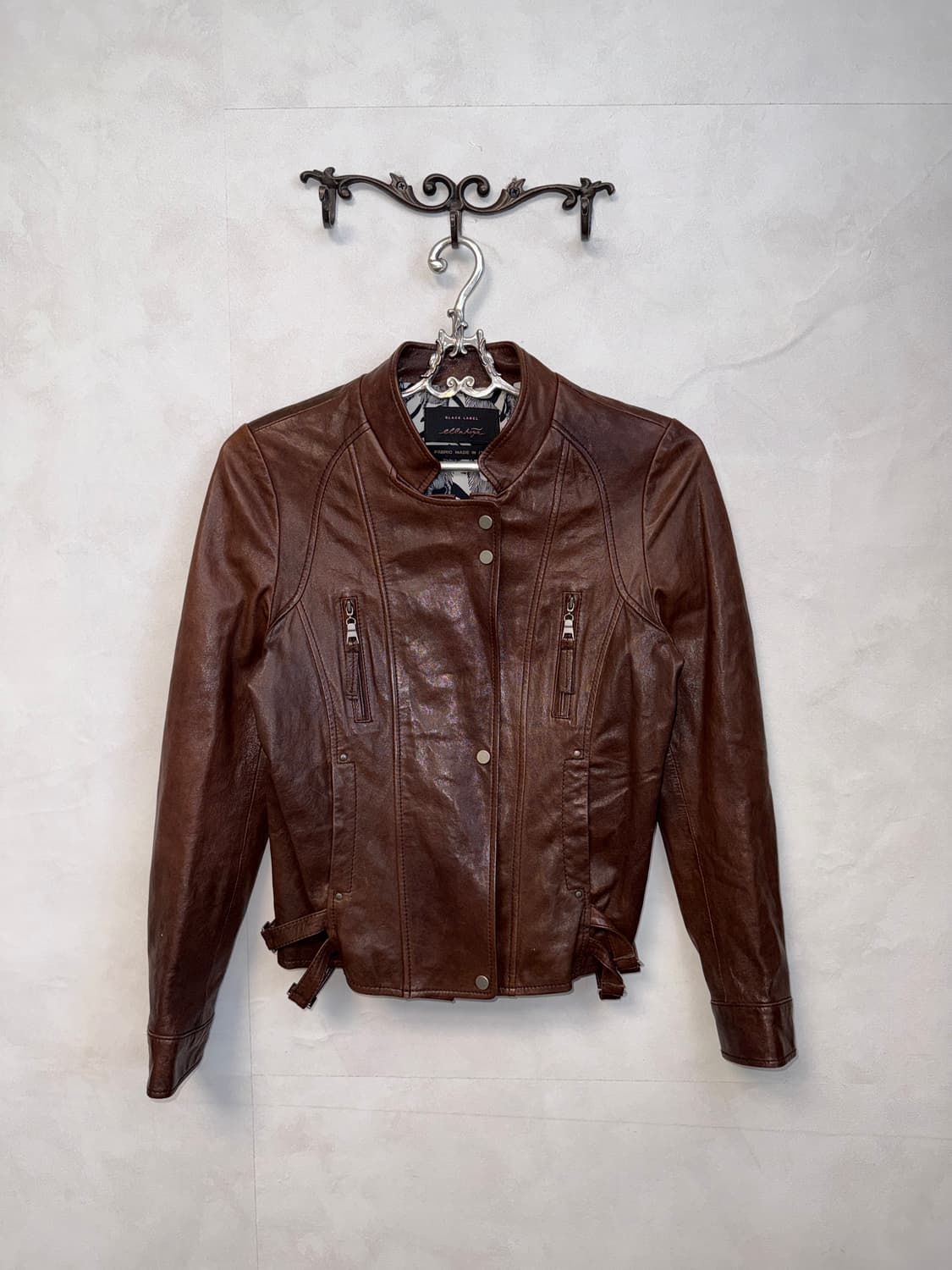 Dark brown lamb skin side buckle jacket  상품이미지1