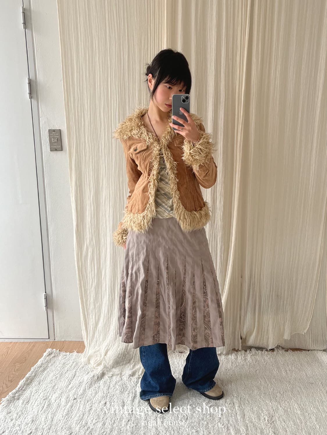 vintage paisley pleats skirt 상품이미지1