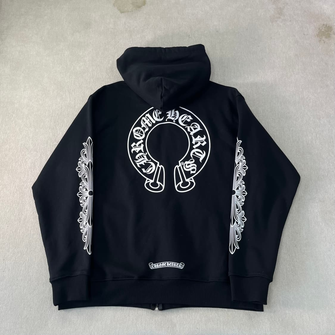 105 크롬하츠 홀스슈 플로랄 플리스 블랙 후드집업 상품이미지1