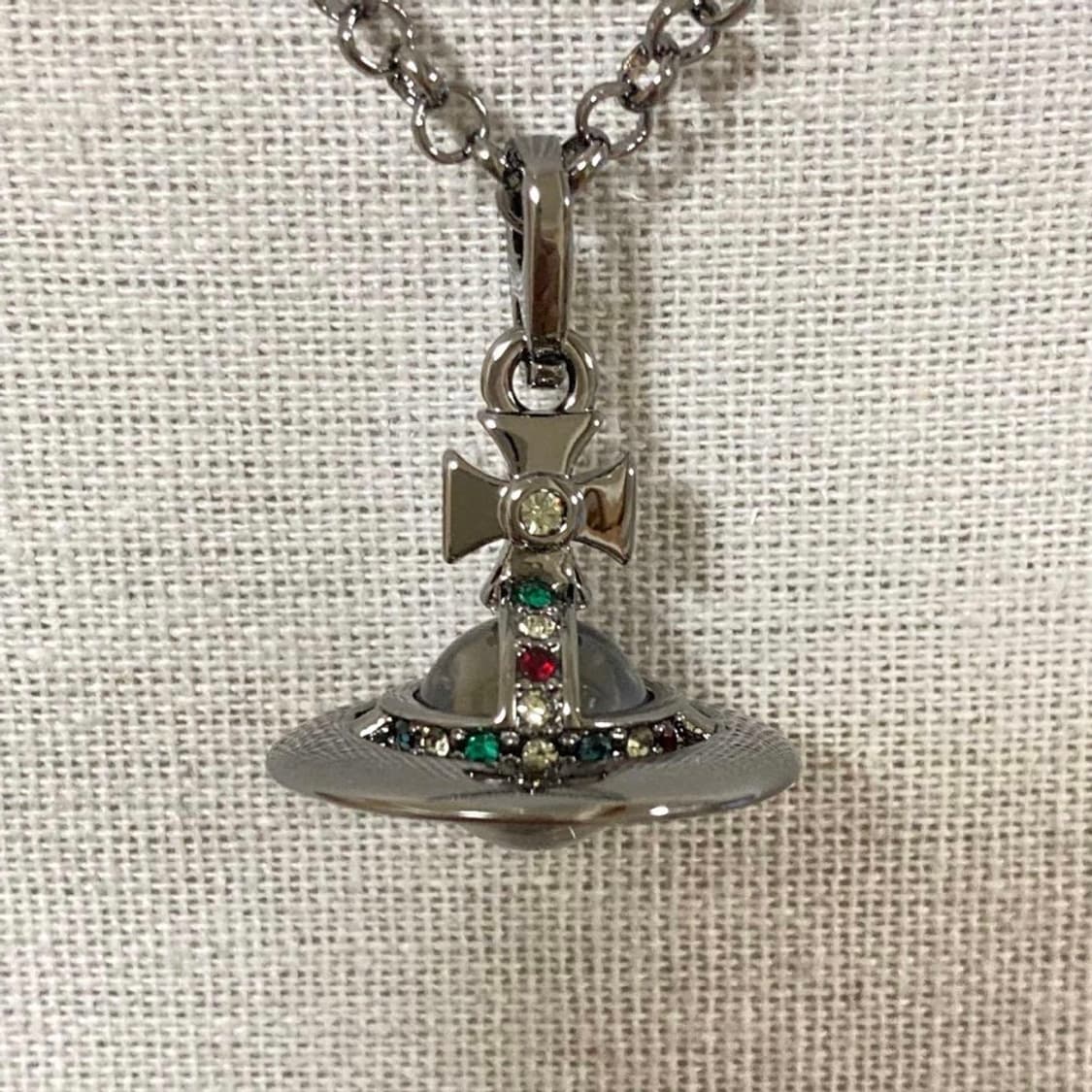 비비안 웨스트우드 실버 크리스탈 3d orb펜던트 체인 목걸이(새상품) 상품이미지7