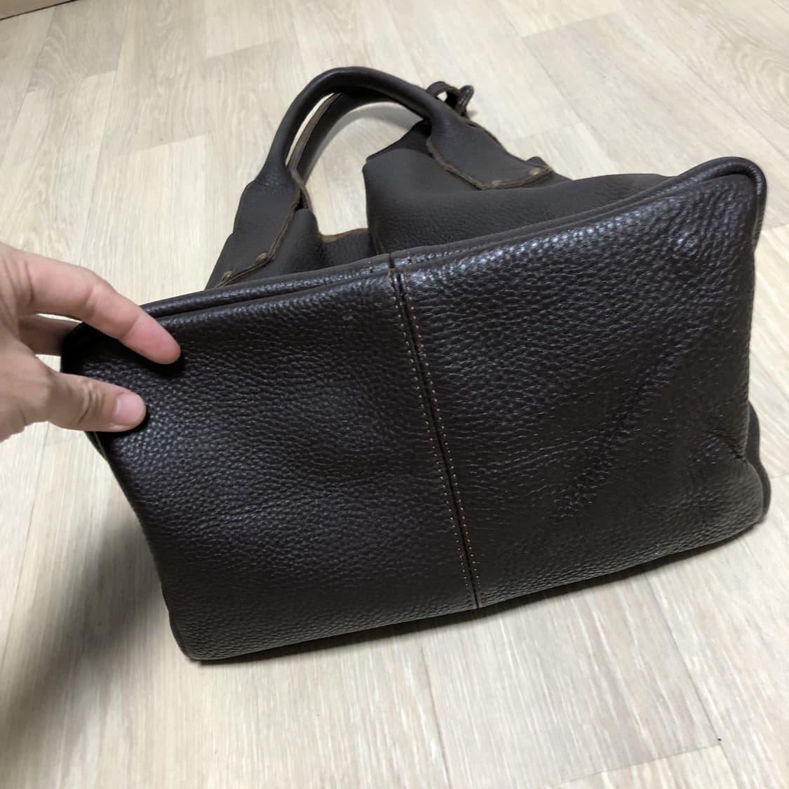 (OS) 빈티지 Vintage 카우 하이드 소가죽 토트백 카키 브라운 상품이미지8