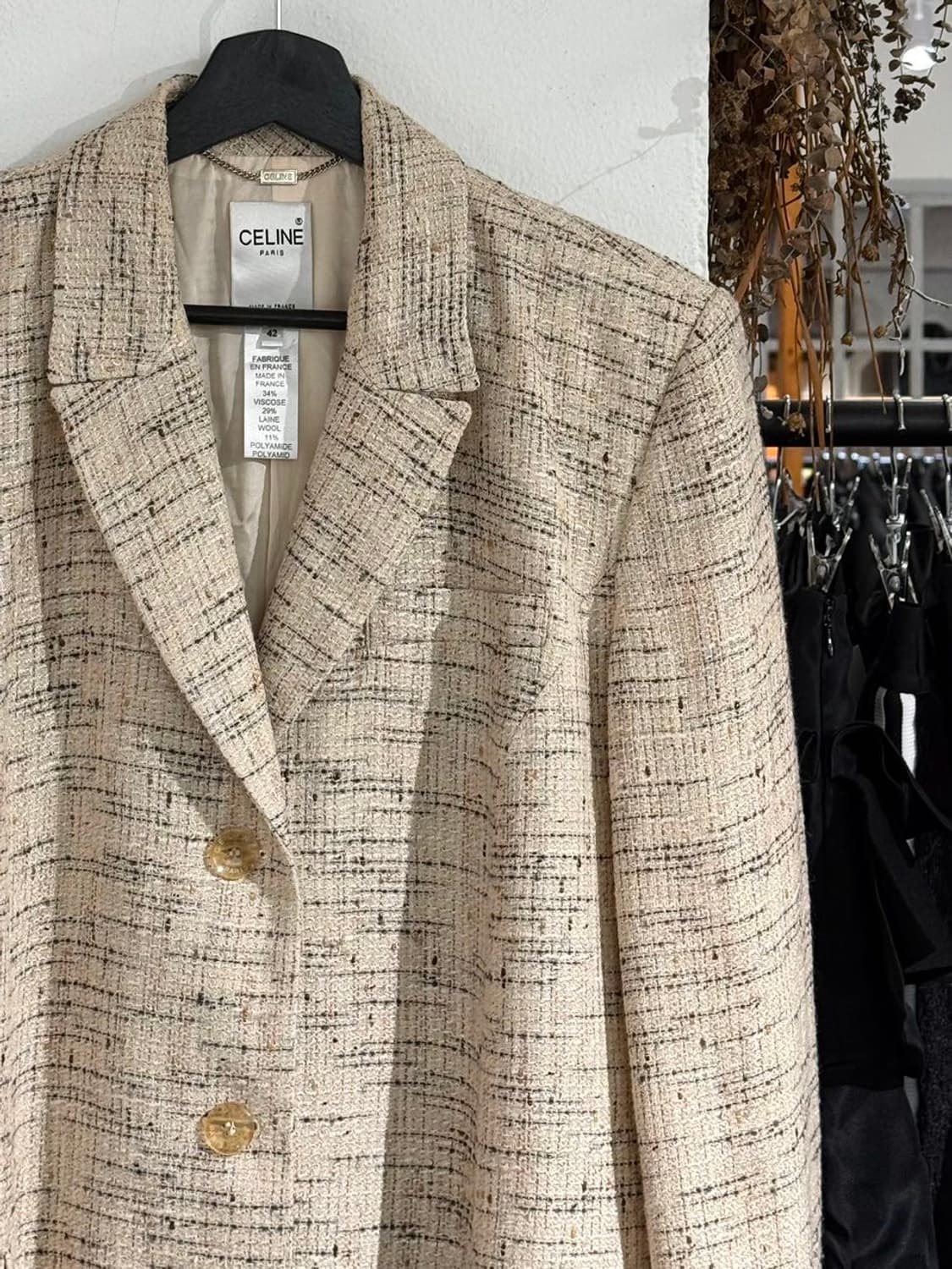 셀린느 베이지 트위드 레인 울 블렌드 블레이저 자켓 상품이미지3