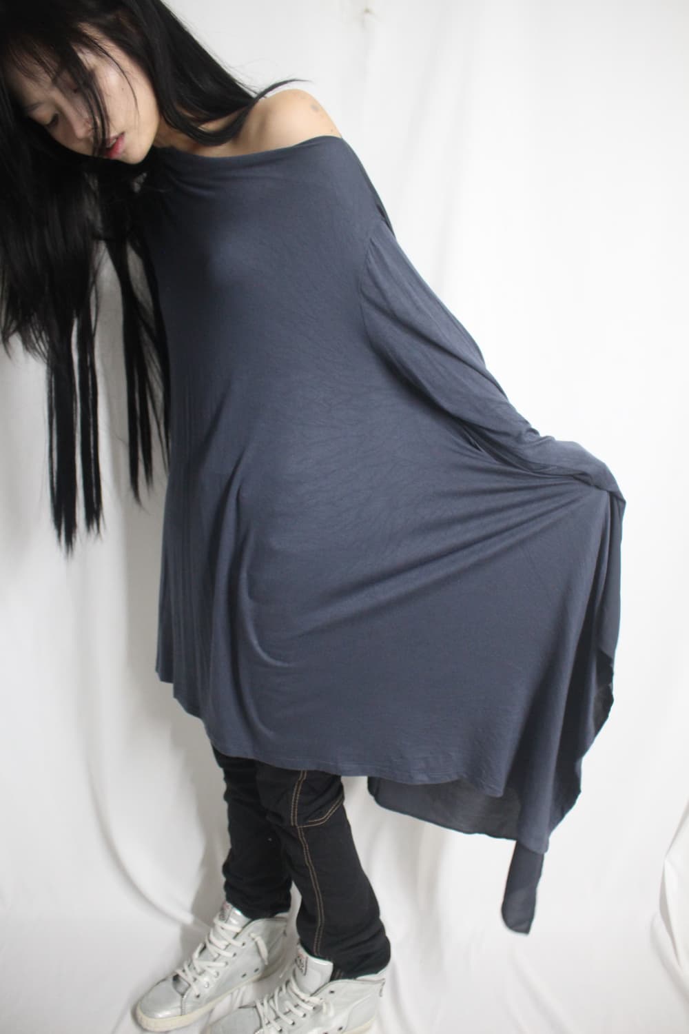 asymmetrical draped one-shoulder dress 상품이미지5