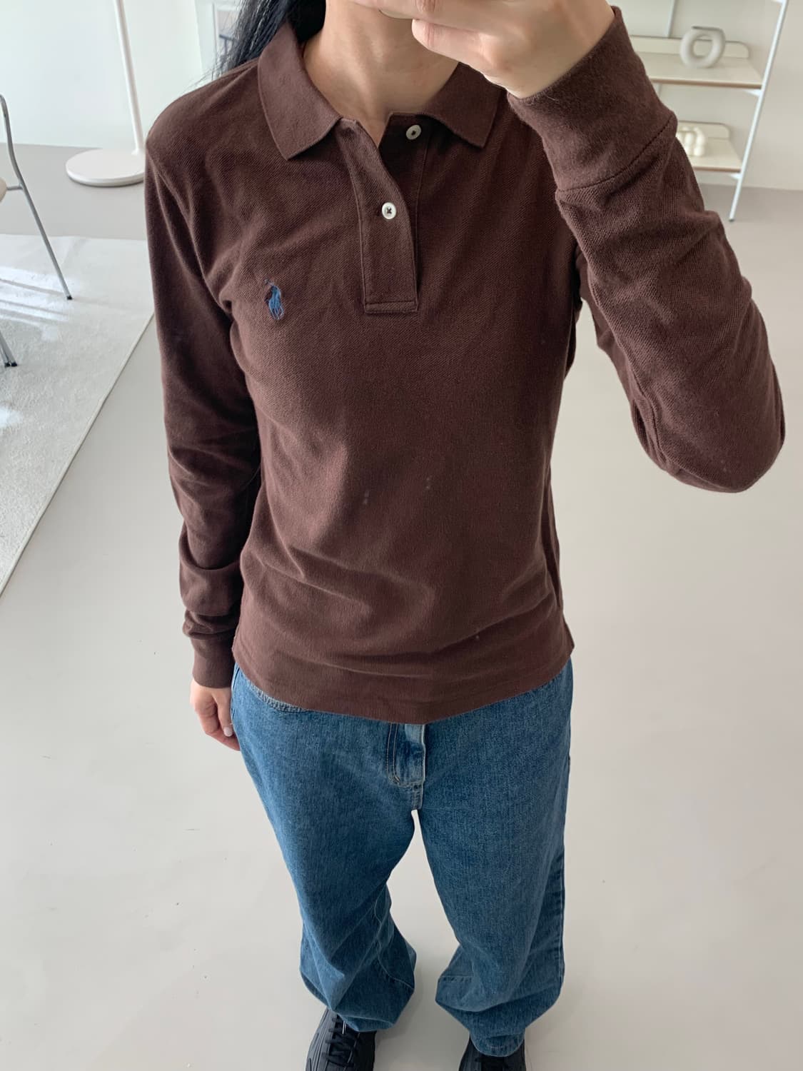 폴로 랄프로렌 여성 긴팔 카라티 브라운 S,M 상품이미지6