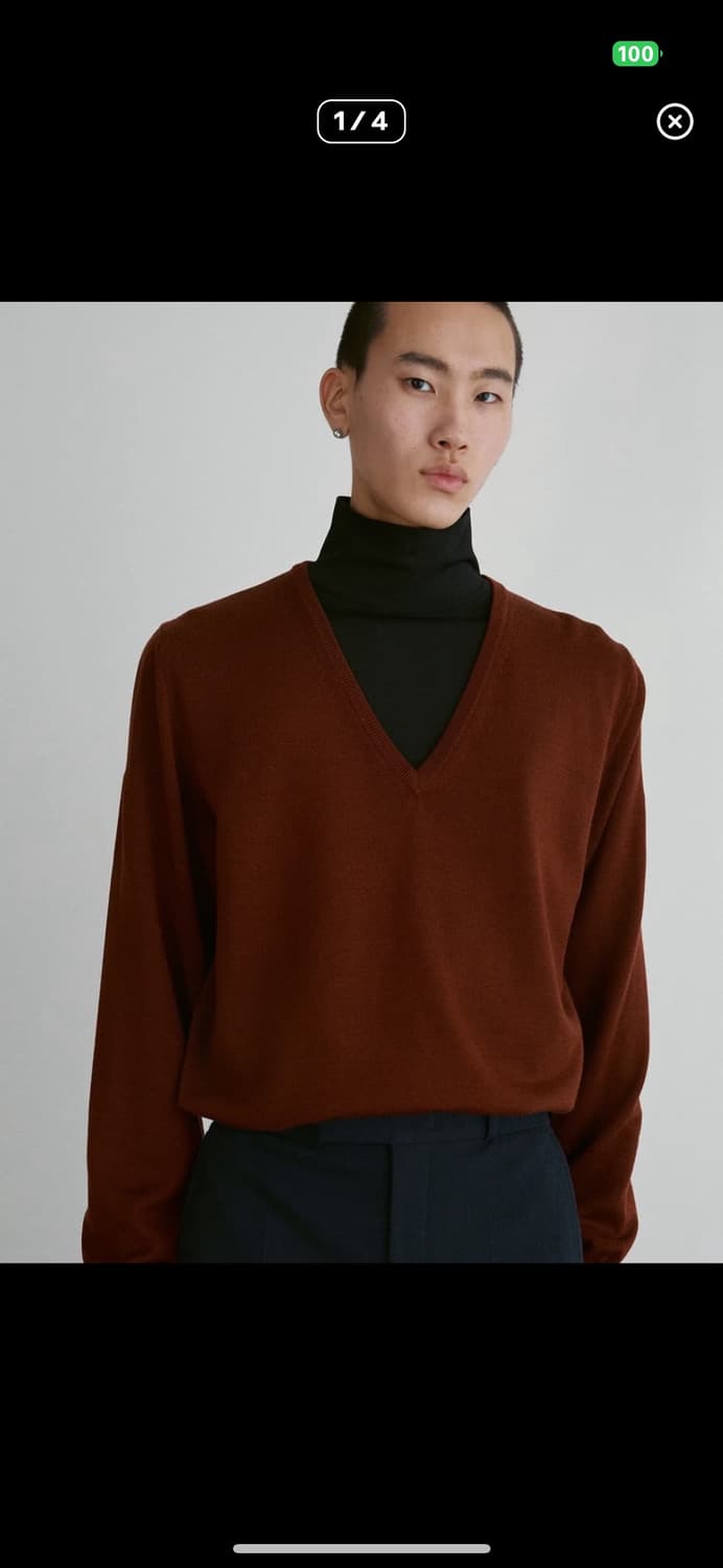 렉토 브이넥 니트 레드 브라운 상품이미지3