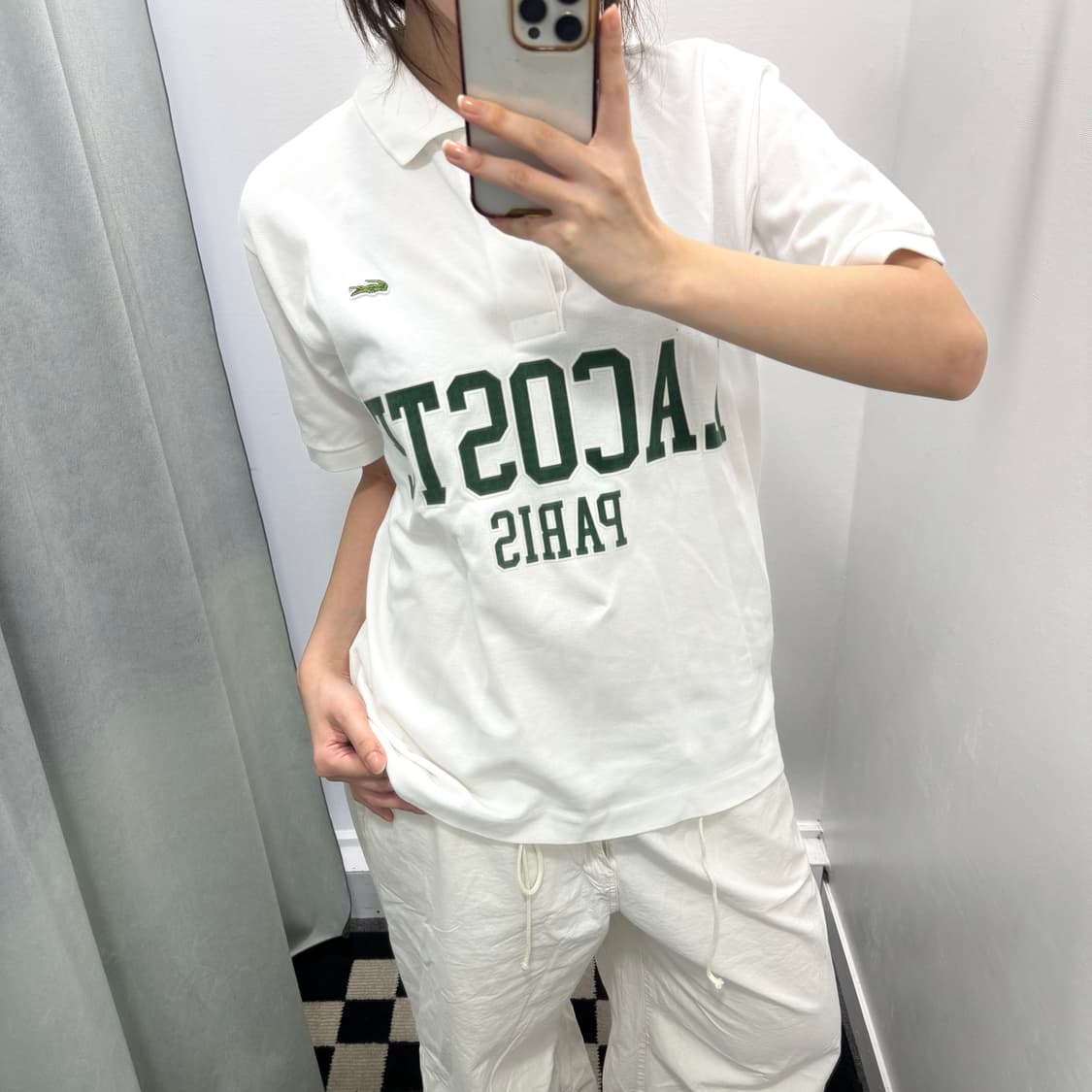 라코스테 화이트 빅로고 pk 반팔티셔츠 상품이미지1