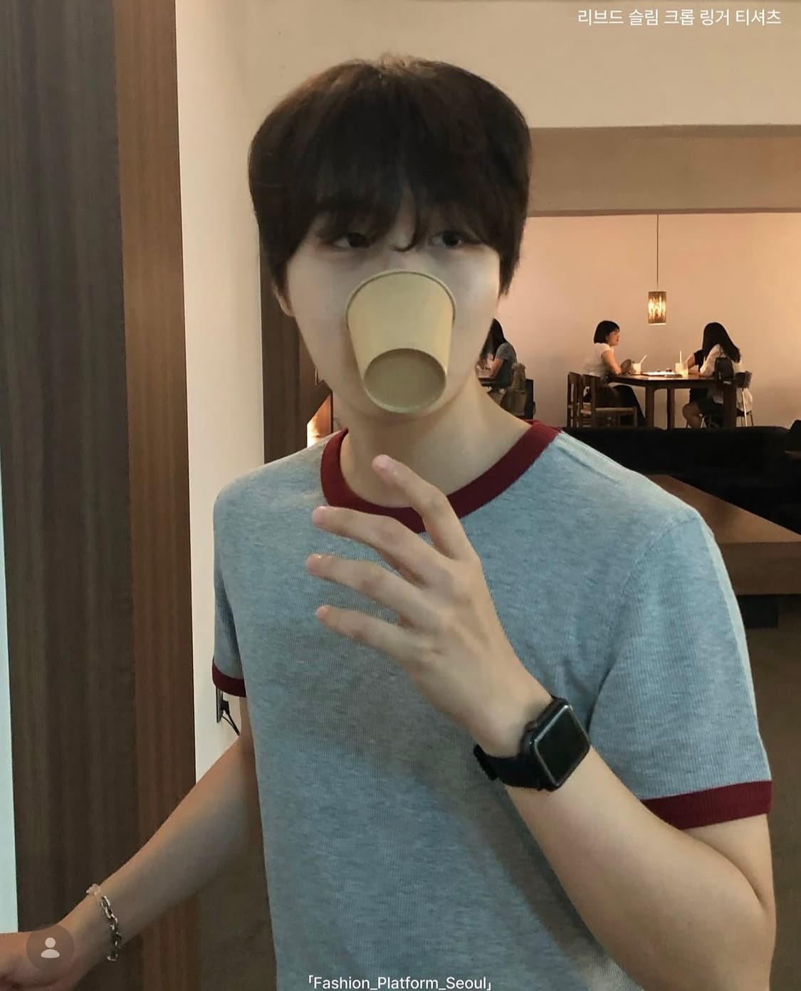 헬렛 / 리브드 슬림 크롭 링거 티셔츠 / L 상품이미지1