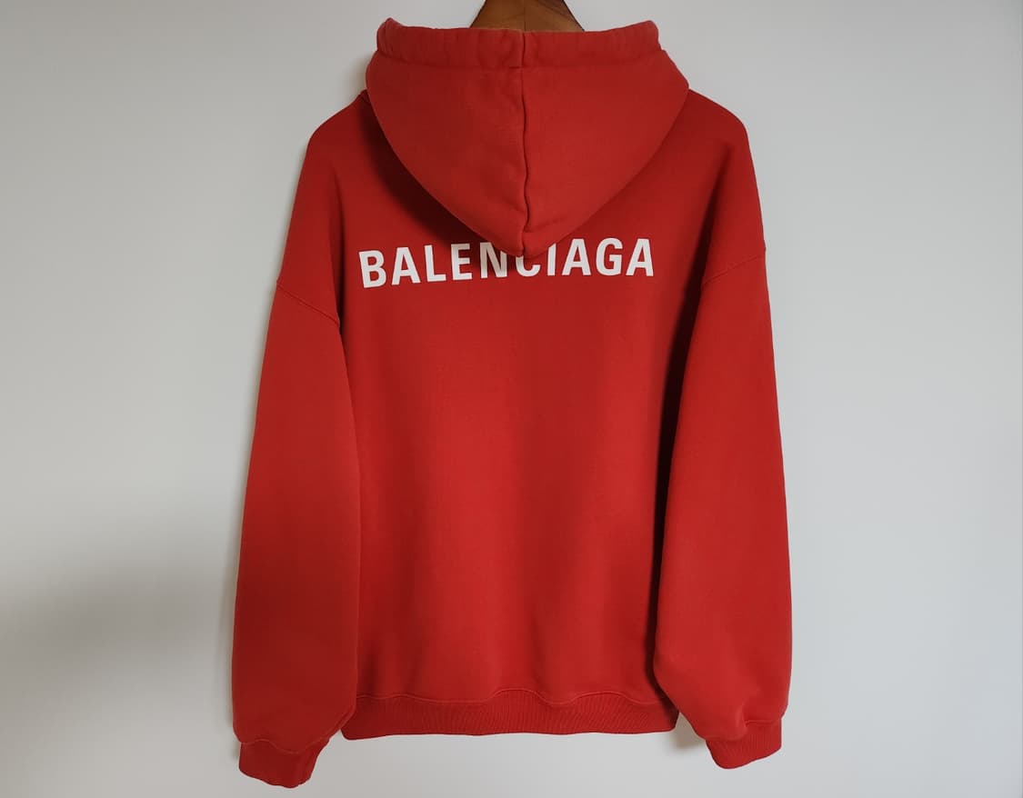 [M] 발렌시아가 레드 백로고 오버핏 후드티셔츠 600583 TIV84 상품이미지4