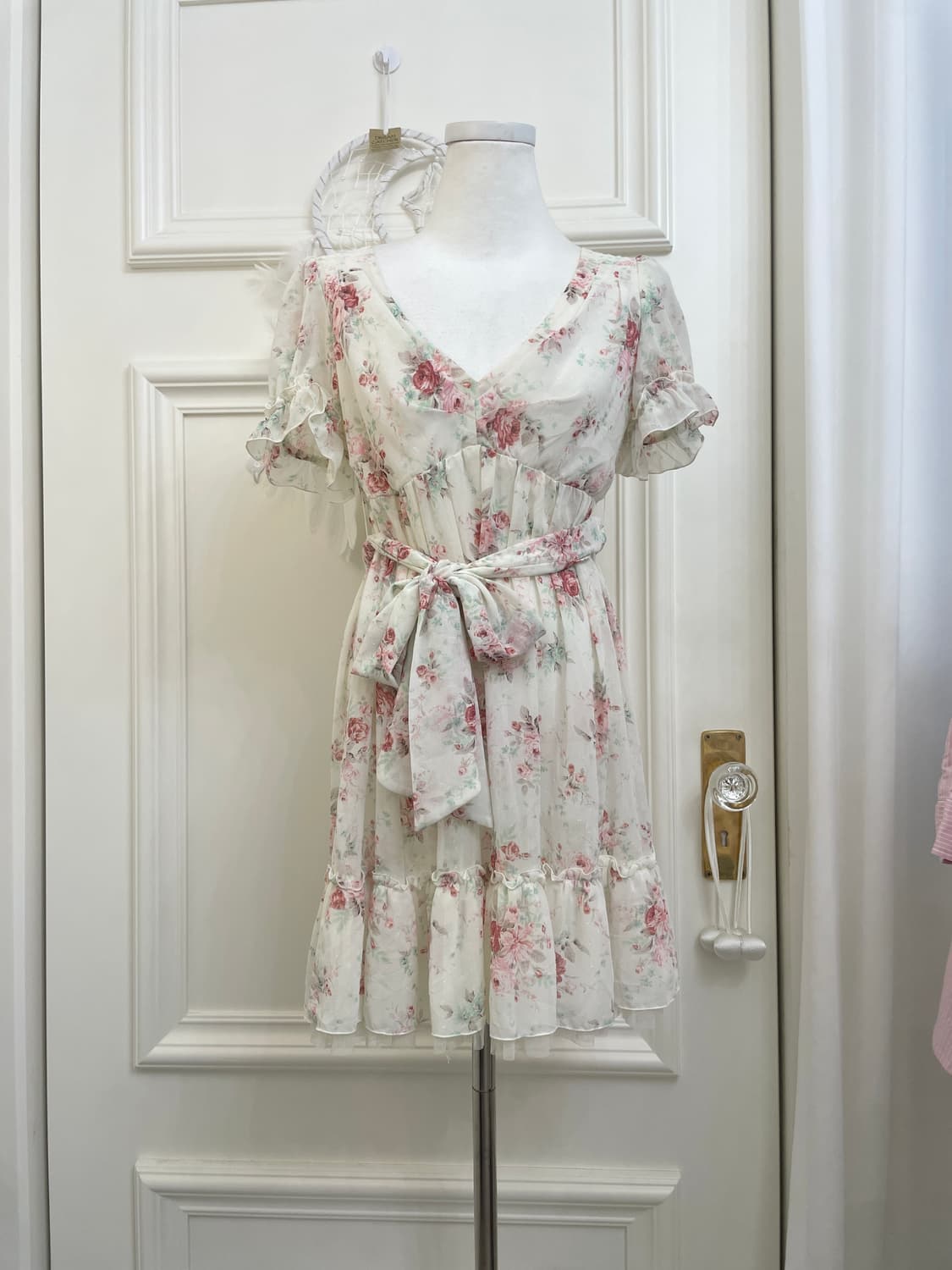 LEST ROSE white twinkle flower belt midi 상품이미지1
