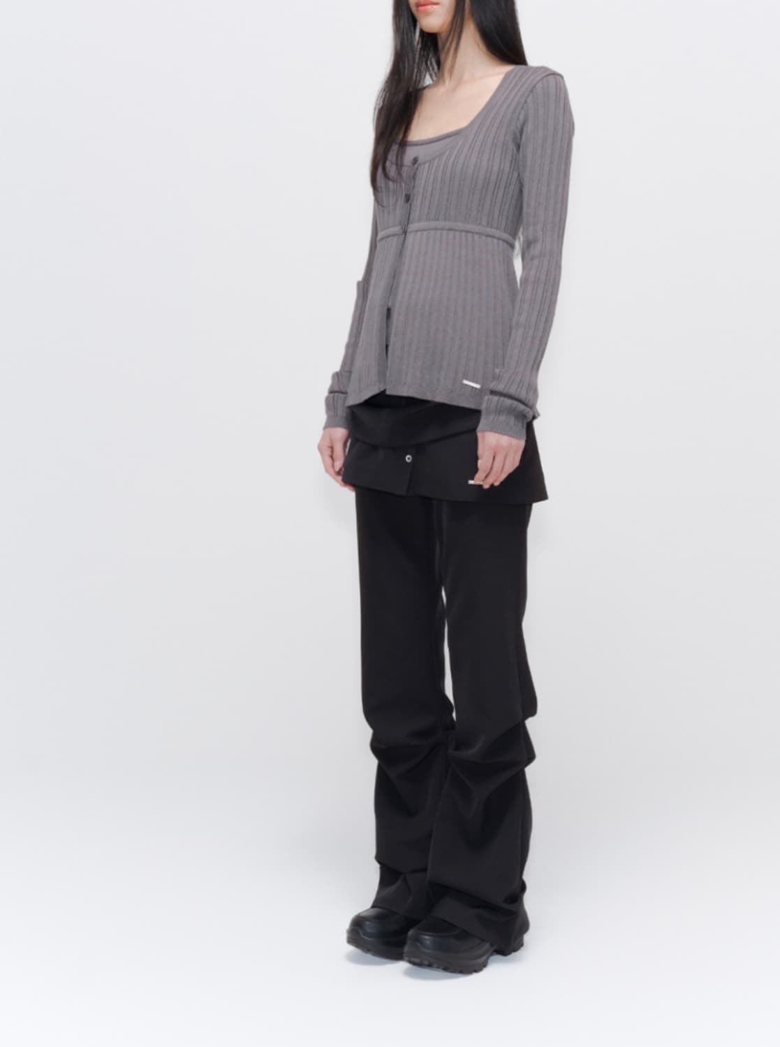 미세키서울 Draped shirt skirt pants SET BLACK 상품이미지1