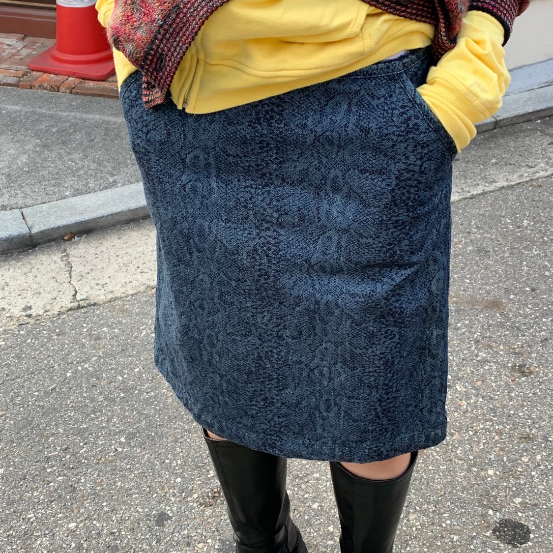 히스테릭 글래머 데님 스네이크 스킨 스커트 상품이미지4