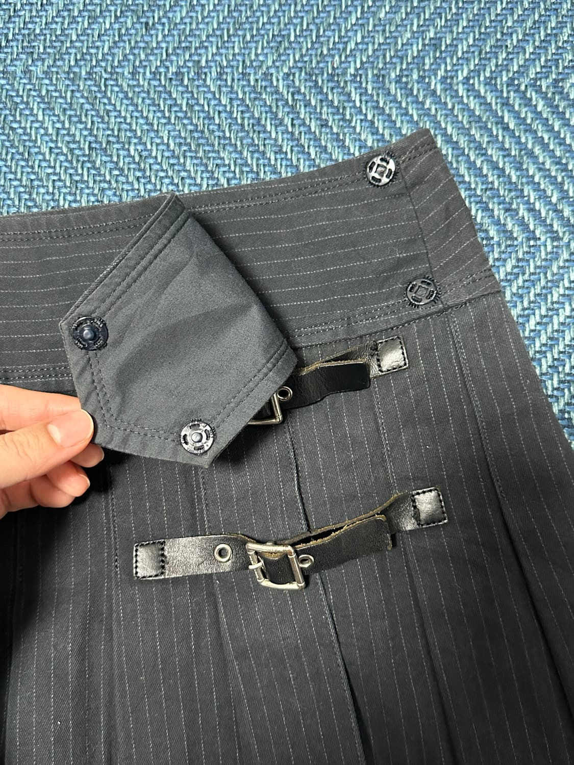 (36 size) 버버리 런던 블루라벨 핀스트라이프 랩 스커트 상품이미지5