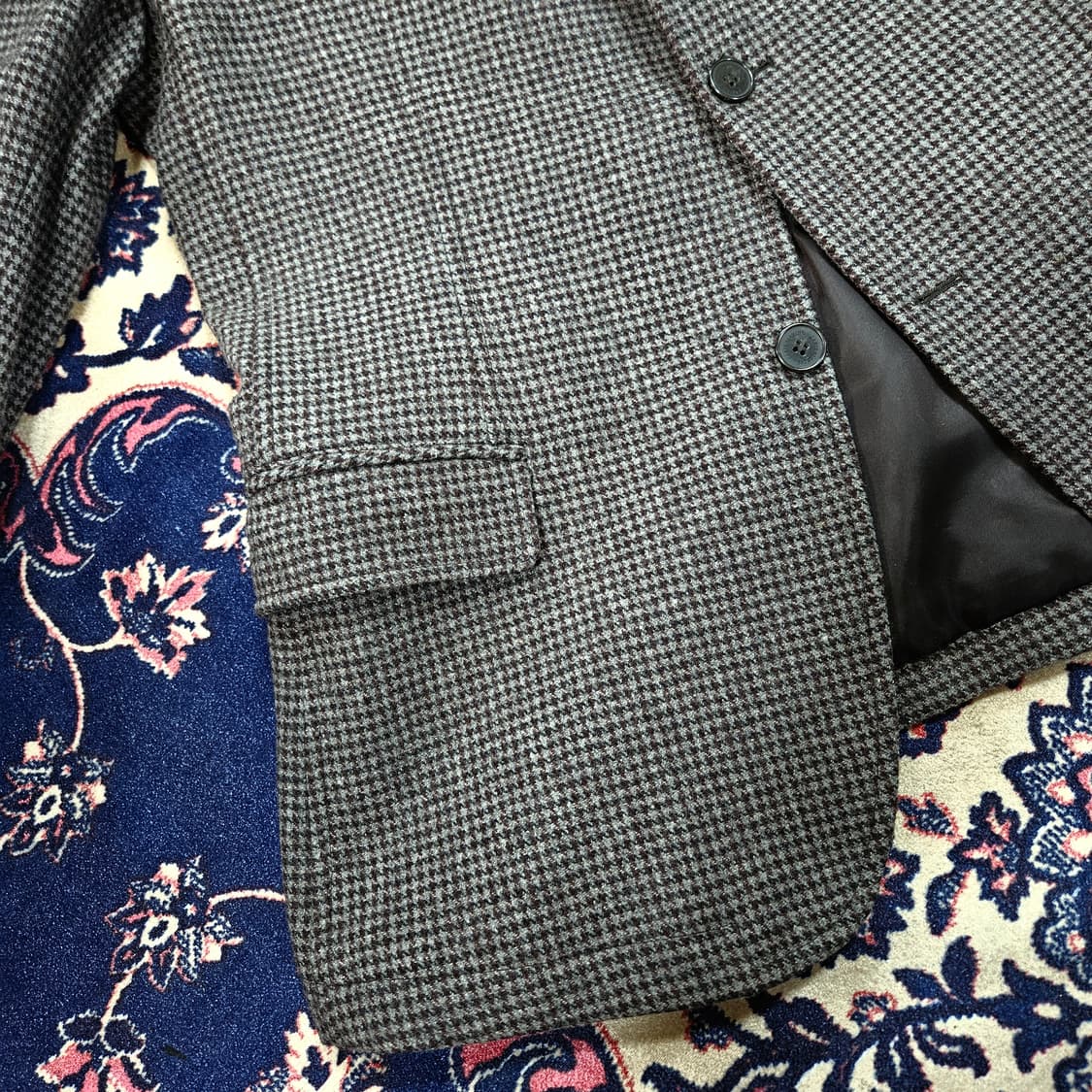 까르트블랑슈 엘보패치 체크 울 블레이저 자켓 105size 상품이미지4