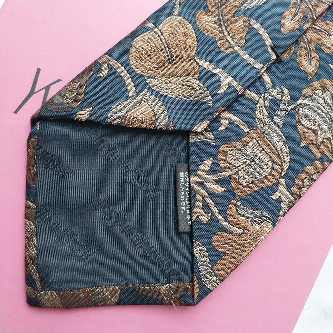  입생로랑 네이비 플라워 자카드 넥타이 9cm A+~A등급 K2457 상품이미지6