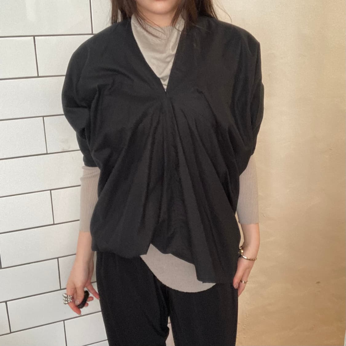 릭오웬스 드레이핑 브이넥 반팔 상품이미지6