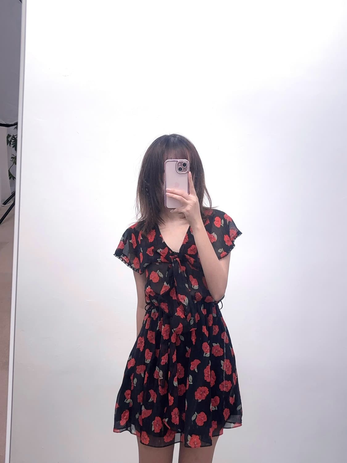 zara 자라 레드 플라워패턴 미니 쉬폰 원피스 상품이미지2