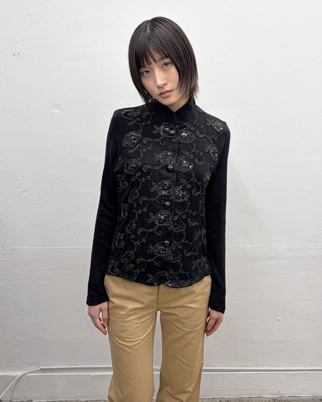 빈티지 세퀸 디테일 니트 자켓 상품이미지1