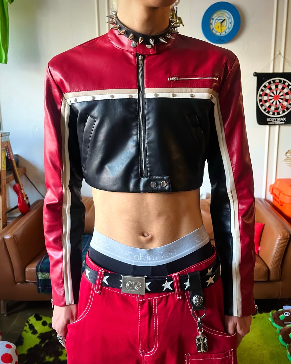 Japanese Vintage Crop Leather Jacket 상품이미지2