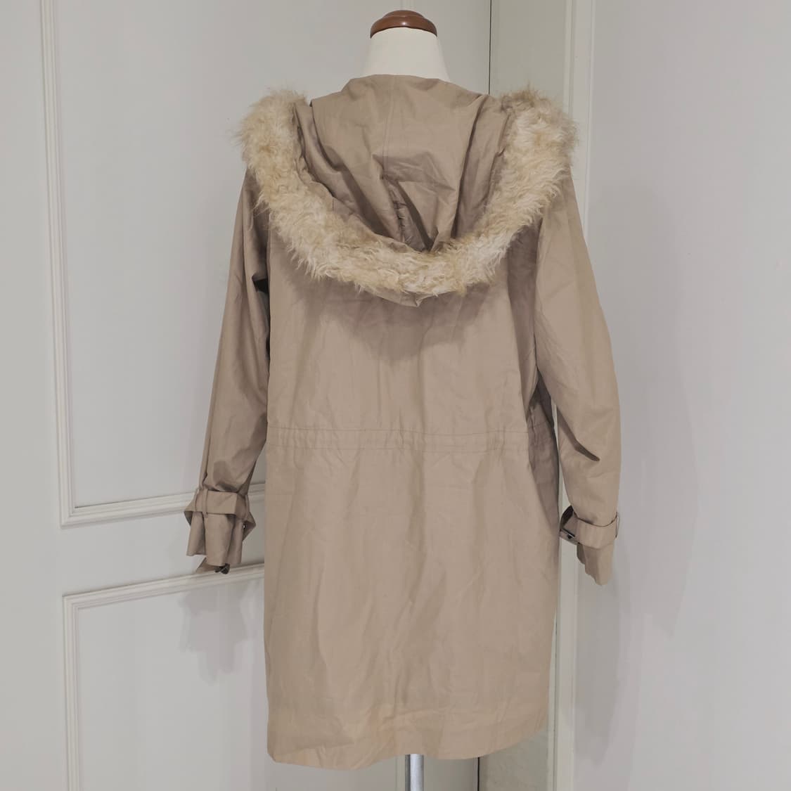 일본빈티지) 베이지브라운 모리걸 y2k 대대장 호피안감 후드퍼 야상점퍼 상품이미지3