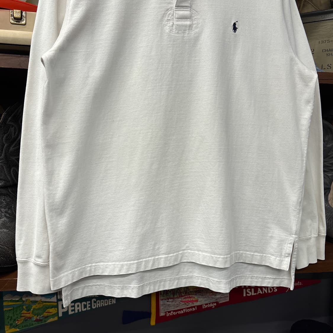 90s 폴로 랄프로렌 소트프 피마코튼 롱슬리브 카라티 화이트 N911 상품이미지4